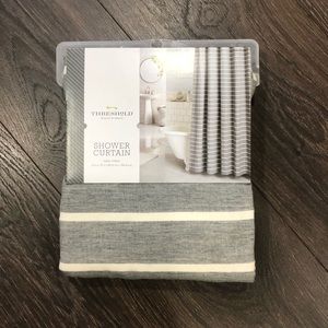 Gray and White Striped Shower Curtain NEW